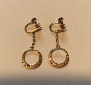 14K 585 GELBGOLD SCHRAUBE RÜCKSEITE ANHÄNGER FALLEN OHRRINGE 1,5" 2,4 Gramm - Bild 1 von 6