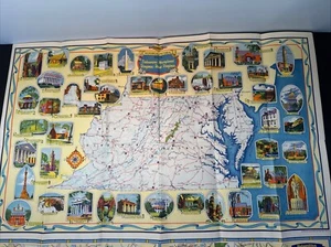 1949 delaware maryland virginia Sunoco ROAD MAP & Pictorial DE MD VA WV Nice! - Picture 1 of 9