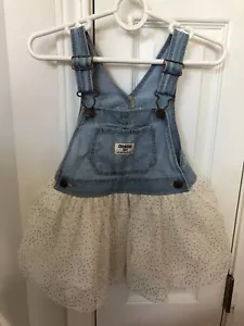Monos de mezclilla vintage para niñas pequeñas Osh Kosh 2T Vaqueros Vestido Vestbak Tul Dorado - Imagen 1 de 2