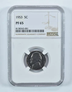 1953 Jefferson Nickel PF65 NGC Brown Label - Picture 1 of 5