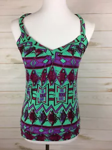 Soprano Junior's Spaghetti Straps Green & Purple Sleeveless Top Sz XS - Picture 1 of 8