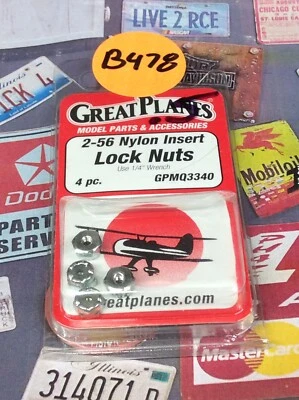 Great Planes #GPMQ3340 2-56 Nylon Insert Lock Nuts {4pc} NewInPack USA Shipped - Image 1 of 2
