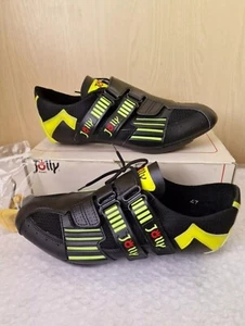 SCARPE DA CICLISMO VINTAGE JOLLY ITALIANE TAGLIA 47 UK 12 ACCOGLIERE TARGHETTE LOOK RARE - Foto 1 di 14