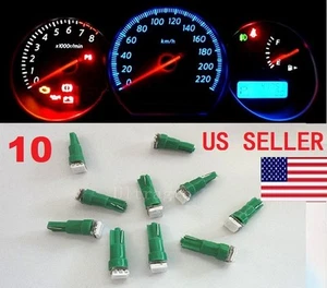 10x T5 Green Car 5050 SMD 1LED Instrument Dashboard Gauge Mini Wedge Bulb light - Picture 1 of 3