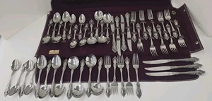 46pc Set Oneida Community Brahms Stainless Flatware Mid Century Modern Nice! - Picture 1 of 22