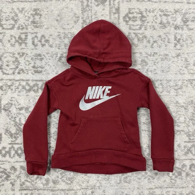 Nike Hoodie Red Youth Swoosh Fleece Hoodie Youth Outdoor Pullover Size Small - Image 1 of 4