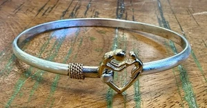 Cape Cod Mother And Child Sterling Silver And 14k Gold Bangle Bracelet  - Picture 1 of 7