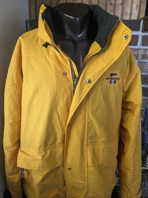 Chaqueta de esquí al aire libre amarilla de colección años 90 equipo para deportes para hombre XL abrigo de invierno con capucha Foto 1 de 4