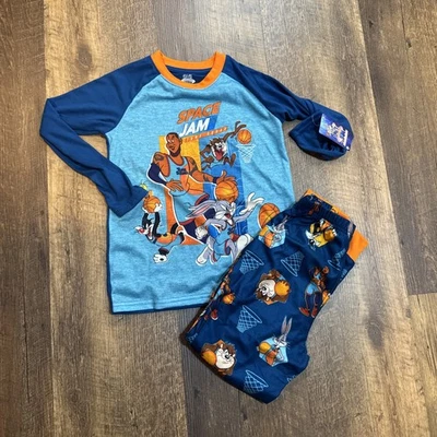 Conjunto de pijama Space Jam niños manga larga camisa pantalones azul azulado talla juvenil 8 Foto 1 de 2