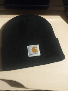 Men Carhartt Black Beanie One Size 100% Acrylic Great Condition - Picture 1 of 4