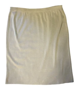 Ming Wang XL 18 unterhalb des Knies gerader Rock grau Stretch Strick Traveler Midi - Bild 1 von 4