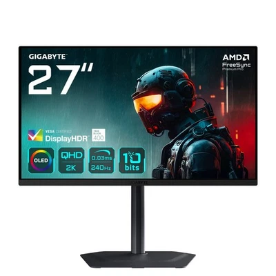 Gigabyte 3. Wahl AORUS MO27Q2 Gaming Monitor 27" 2560x1440 QHD OLED 0,03ms 240Hz - Bild 1 von 4