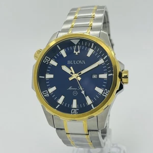 Bulova Marine Star Herren blaues Zifferblatt bicolor Stahl 10ATM 43mm Uhr 98B384 - Bild 1 von 7