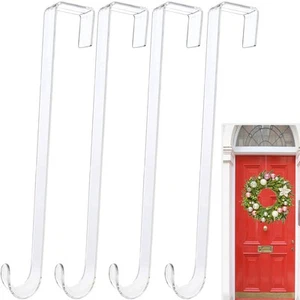 Wreath Hangers for Front Door,12 in Door Hanger Hook Clear Wreath Hanger,4 Pa... - Picture 1 of 6