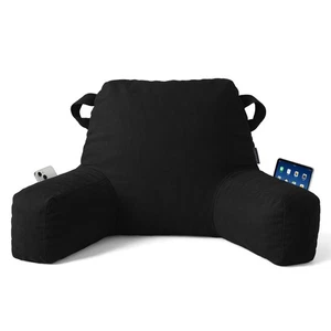 Portable Comfy Reading Pillows for Bed Sitting Up(Black Oeko-Tex), Velvet Bac... - Picture 1 of 7
