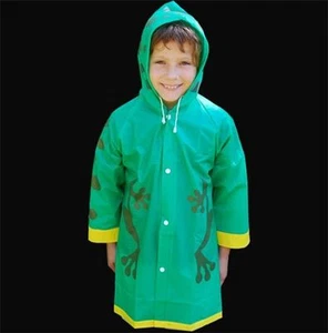 NEW Children's Child's Kid's Green Waterproof Plastic FROG RAINCOAT Rain Coat - Picture 1 of 2