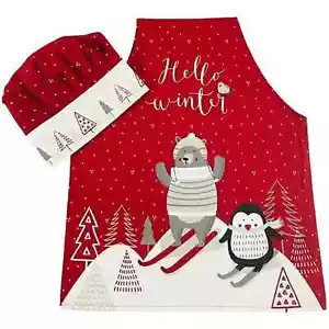 Delantal de Navidad para niños con sombrero de chef conjunto vacaciones de Navidad hornear galletas de cocina - Imagen 1 de 4