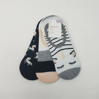 Paquete de 3 calcetines forradores Xhilaration con agarre en el talón de unicornio - talla única  Foto 1 de 2