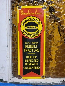 VINTAGE MCCORMICK DEERING PORCELAIN SIGN INTERNATIONAL TRACTOR FARMING FARM GEAR - Picture 1 of 14