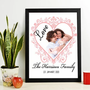 Bilderrahmen Familie Personalisiert Name, Individueller Name Bedruckt Fotorahmen Wandbild - Bild 1 von 8