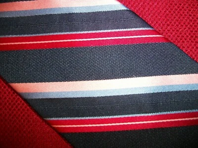 Corbata de seda a rayas Jones New York hecha en EE. UU. azul marino/rojo/rosa *NUEVA* Foto 1 de 4