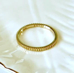 14K Solid Gold Handmade Thin Coin Edges Ring 1.5m width Band 3 Color Size 4-10 - Picture 1 of 9