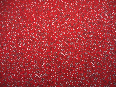 30s Reproduction Fabric 1 1/8 Yard Tiny White Floral on Red Premium Cotton  - Image 1 of 2