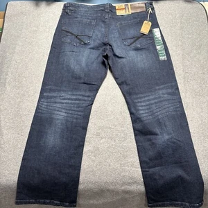 T K Axel Mens Jeans 40x32 Denim Blue Slim Boot Stretch NWT Thick Stitch Pockets - Picture 1 of 13