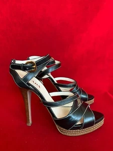 Prada Black Leather Strappy Platform Sandals Size 40 - Picture 1 of 8