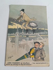 Postal política de cómic temprano Lord Rosebery en Sheffield por A Ludovici - Imagen 1 de 2