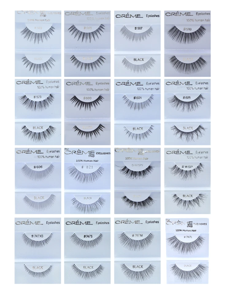 12 pares, 6 pares de pestañas crema 100 % cabello humano 16 estilos Foto 1 de 1