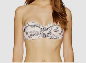 $85 Seafolly Women's Peach Floral Love Bird Bandeau Swim Top Swimwear US Size 10 - Picture 1 of 1