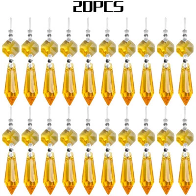 40Pack Crystal Chandelier Lamp Icicle Prisms Parts Hanging Drop Pendant Decor Foto 1 de 4