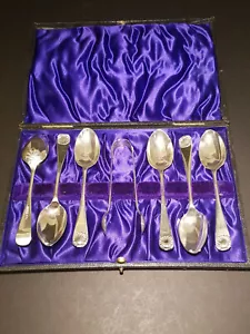 132 g Antik Edwardianisch 1909 gepunzt Sterlingsilber 7 Stück Löffel & Zange Set - Bild 1 von 23