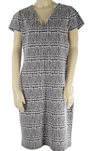 Michael Kors Black White Plaid Pencil Midi Dress Size XL - Picture 1 of 12