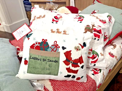 Pottery Barn Christmas Santa Letter pillow Seuss Holiday Gift party boy girl , - Image 1 of 4