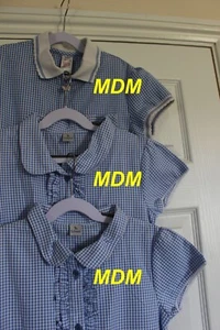 3 Blue Gingham Check Summer School SS Dress Dresses Bundle 10-11y TU F&F - Picture 1 of 4