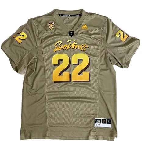 Adidas Arizona State ASU Sun Devils Rising #22 Khaki Jersey Size Men's XL HG4408 Cover