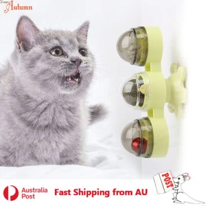 3 in 1 Cat Catnip Bell Flashlight Spin Pinwheel Suction Cup Wall Mint Kitten Toy - Picture 1 of 7