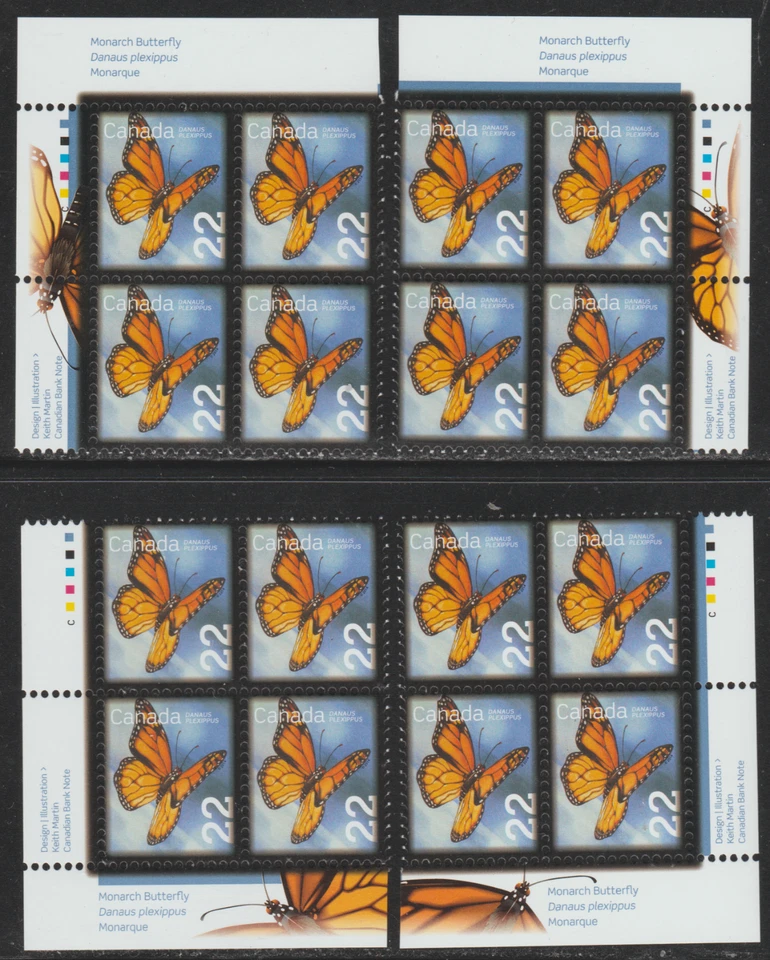 2014 Canada SC# 2708 - Beneficial Insects 22 ¢ Set of 4 Plate Blocks M-NH - Image 1 of 1