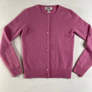Sutton Studio Cashmere Sweater Womens Petite Small Pink Button Up Cardigan 90s - Picture 1 of 10