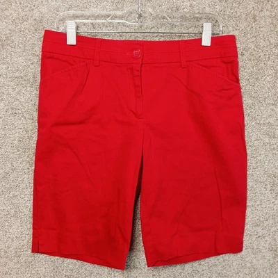 Pantalones Cortos Studio Works Para Mujer 8 Bermudas Rojas Elastizados Informales Chino Bolsillos Verano Foto 1 de 4