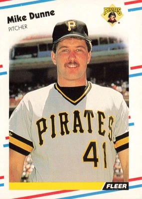 MIKE DUNNE 1988 FLEER #328 PITTSBURGH PIRATES PITCHER BASEBALL Card - Image 1 of 2