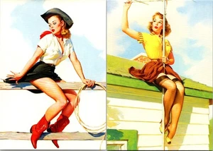 Gil Elvgren 1994 Sexy Pin-Up 6"x4" Canvas Postcard Lot #2 - Picture 1 of 1