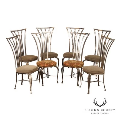 Juego de ocho sillas de comedor Shaver Howard estilo moderno de acero cepillado Foto 1 de 4