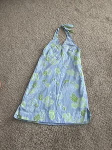 Lilly Pulitzer Girls Blue And Green Halter Dress Sz 10  - Picture 1 of 3
