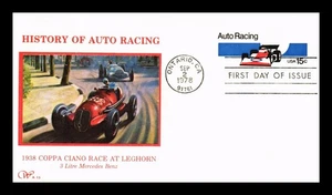 DR JIM STAMPS US COVER AUTO RACING POSTAL STATIONERY FDC WESTERN SILK CACHET - Picture 1 of 2
