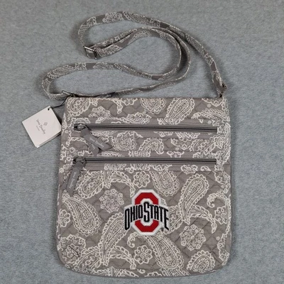 Vera Bradley Ohio State Triple Zip Hipster Crossbody Bag Gray White Bandana - Image 1 of 4