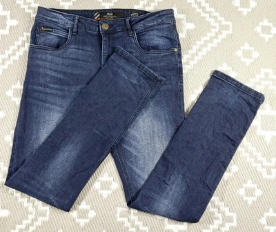 Pantalones de mezclilla Crosshatch Black Label calce ajustado nuevos esbeltos azules cónicos 32R elásticos Foto 1 de 4