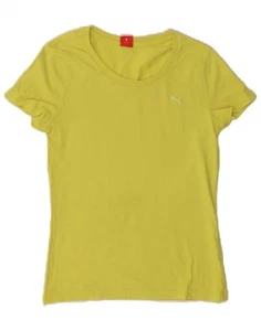 PUMA Womens T-Shirt Top UK 10 Small Yellow Cotton BZ08 - Picture 1 of 4
